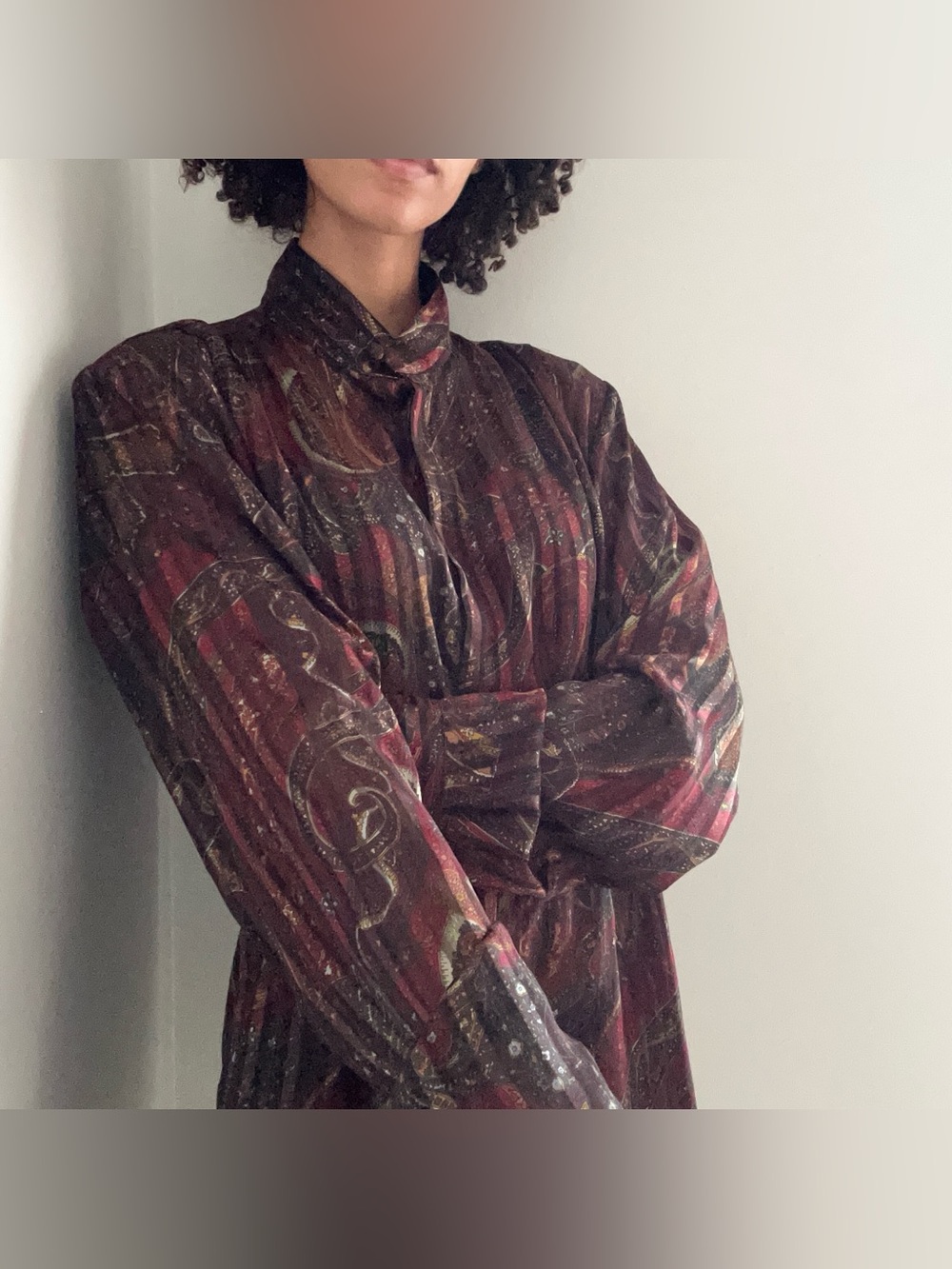 TWO Vintage 80s Yves St. Clair Button Down Sheer Paisley Blouse Size Medium